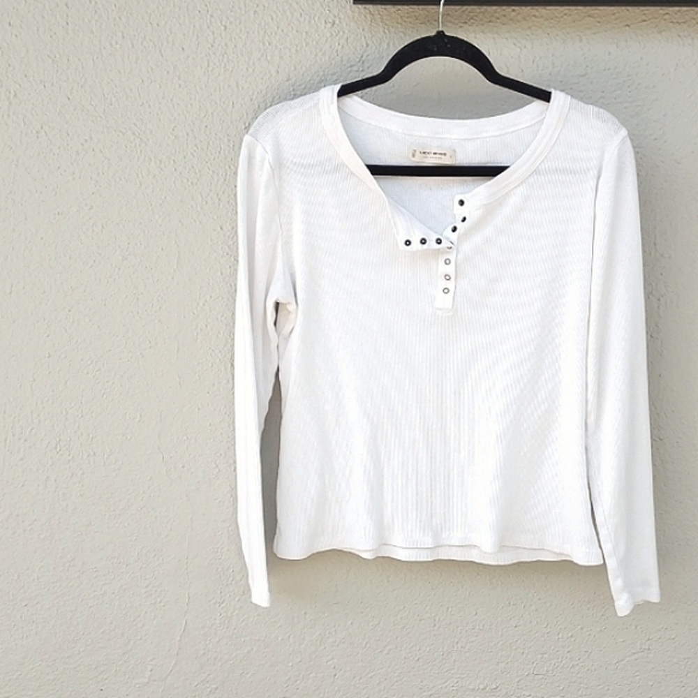 Lucky Brand White Ribbed Long Sleeve